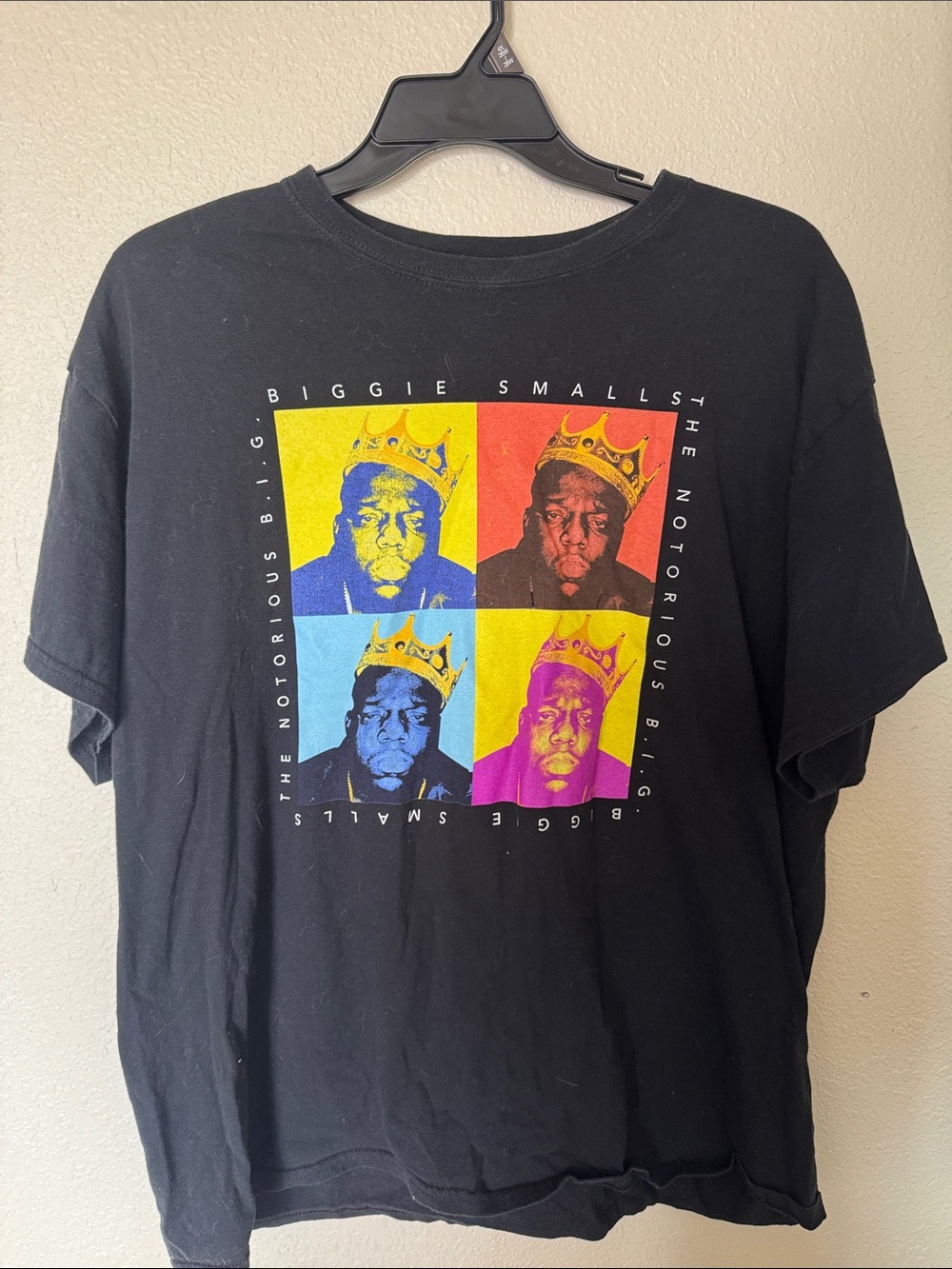 Black Short-Sleeve Graphic Tee with Multicolor Pop Art Print